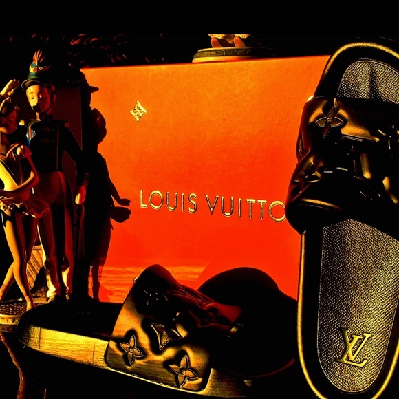 Louis Vuitton LV Waterfront Black Monogram Jacquard Embossed Mule Slides Sandals - Picture 3 of 11